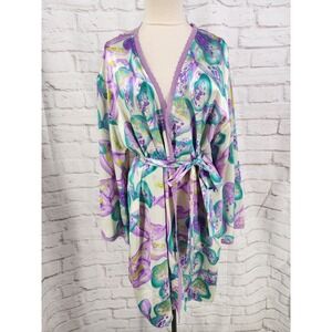 Valerie Stevens Butterfly Robe Belted Colorful Pastel Satin Girly Fairy Large